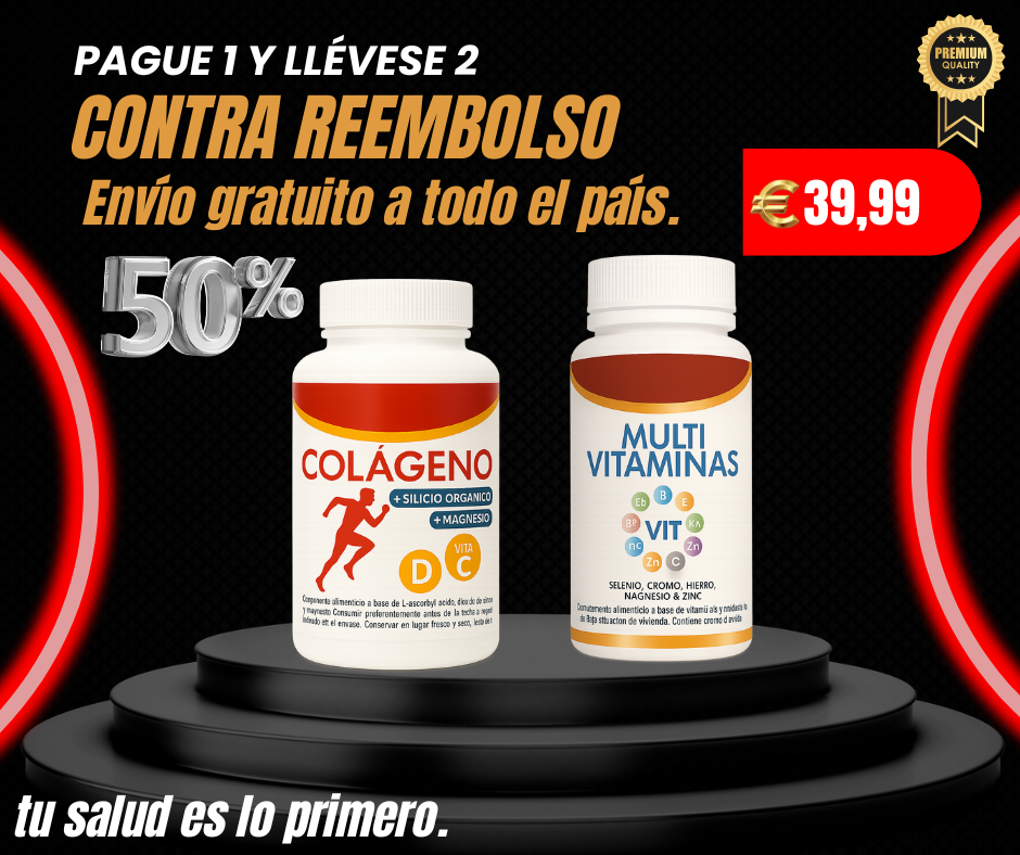 Pack Bienestar Completo Colágeno Hidrolizado 120 Cápsulas + Multivitaminas 60 Cápsulas.